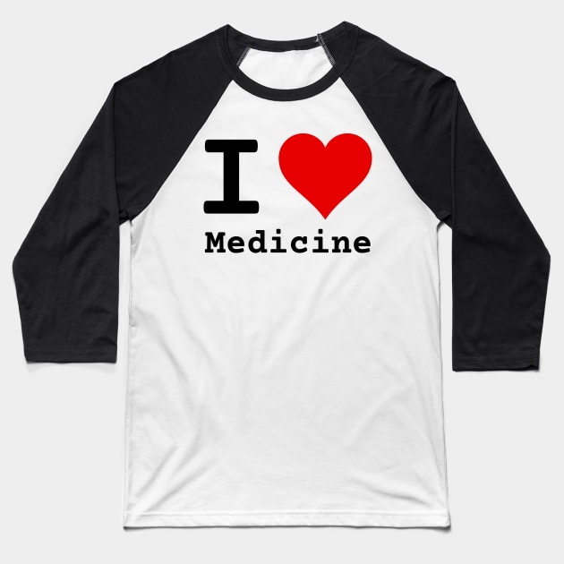 I Love Medicine | Stylized Heart Logo White Baseball T-Shirt by aRtVerse